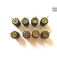 Hot Wheels Tayar Getah 1/64 Gold Rims Series Long Axle for Diecast Custom 1:64 New