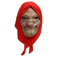 NEW Various Smoking Granny Old Man Mask Halloween Realistic Funny Old Lady Masks With Head Scarf Pra
