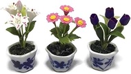 3pc Miniature Flower Clay Dollhouse Fairy Garden Mini Plant Trees Ceramic Paint Furniture Bundles Ar