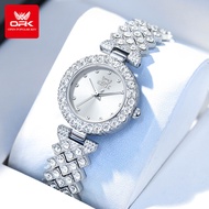 OPK นาฬิกาสำหรับผู้หญิงของแท้กันน้ำ2025ใหม่หน้าปัดเพชรหรูหราสบายๆนาฬิกาสแตนเลสสำหรับสุภาพสตรี