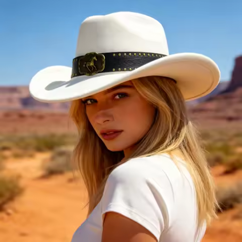 Wide Brim Women-Men-Western Cowgirl Hat Women Men Brim Stud Decor Stud Cowgirl High Quality Cowgirl 