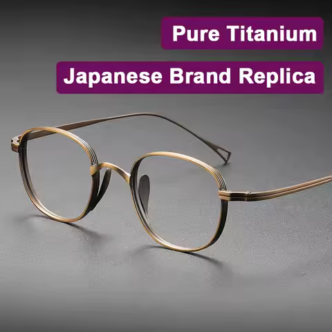Japanese Brand Replica Pure Titanium Luxury Eyeglasses Women Men Retro Ultra Light Wide Brim Eyewear