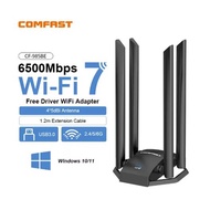 COMFAST WiFi7 USB Adapter 2.4G 5G 6GHz Wireless Network Card 802.11be 6500Mbps Antena Dongle Adapter