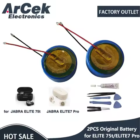 2PCS Original M1254S3 Rechargeable Battery for Jabra ELITE 75t/Jabra ELITE7 Pro Bluetooth Headset TW