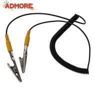 ADMORE Anti-Static ESD Grounding Cable, 2mm Black Coiled Cord, 180cm / 71" Male-to-Female Polyuretha