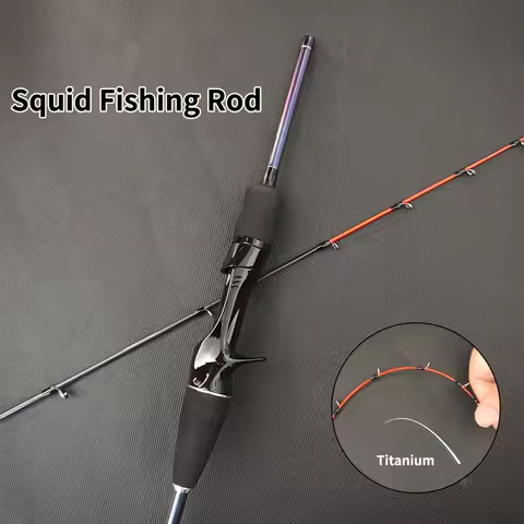 ROLLFISH Titanium Tip Squid Rod 1.55m Carbon Fiber Eging Rod 7:3 Action Saltwater Jigging Fishing Po