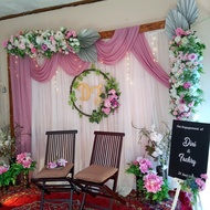 sewa Backdrop lamaran, akad nikah sweet pink