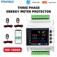 3 Phase Tuya WiFi Smart Bi-Directional Energy Meter 3 CT Clamps Leakage Over Under Voltage Protector
