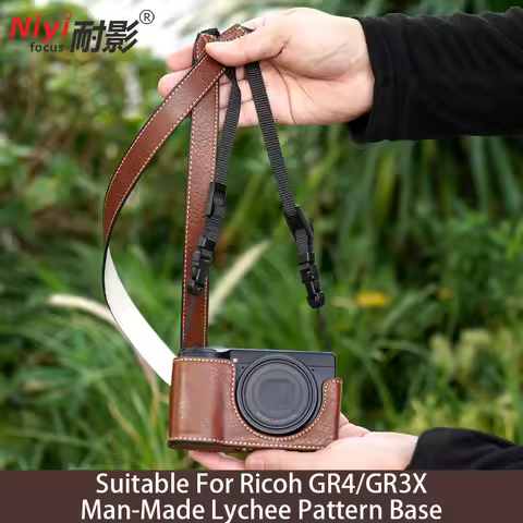 GR4 Protective Case Retro Leather Half Case Box Cover for Ricoh GR4 GR3X GRIII Camera Bag Lychee Pat
