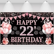 22nd Birthday Decor Birthday Decoration Background Happy 22nd Birthday Banner Flag Balloons Star Sig