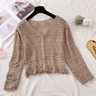 LooWear Women's Long Sleeve Mesh Knit Top