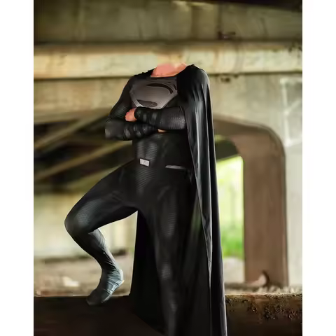 2025 New Halloween Halloween Black Superhero Cosplay Costume New 52 Clark Kent Zentai Suit Anime Man