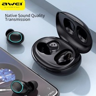 Awei T60 Bluetooth 5.1 Earphones TWS Wireless Headphones In-Ear Mini LED Light Display Earbuds