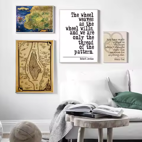 The Wheel of Time Map Poster Prints The Westlands Map Wall Art Canvas Painting The Eye of the World 