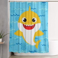 Baby Shark ม่านอาบน้ำโรงแรมหรูขนาดมาตรฐาน60 "X 72" ผ้าม่านห้องน้ำม่านอาบน้ำกันน้ำและซักเครื่องได้ด้วยห่วงป้องกันสนิม