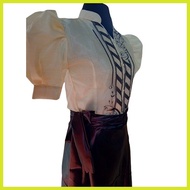 ☀️ ➴ ➟ Puff Sleeve Ladies Barong with Satin Skirt