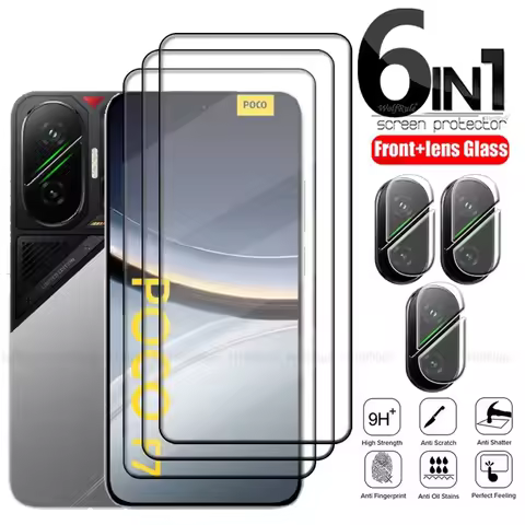 6-in-1 For Poco F7 Glass For Xiaomi Poco F7 Tempered Glass 9H HD Protective Full Cover Glue Screen P