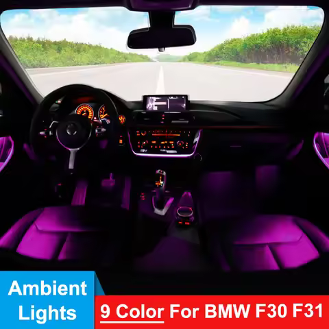 9 Color LED Ambient Lights For BMW F30 F31 3 Series 2012-2018 Car Interior Door Panel Decorative Tri