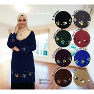Premium cotton muslimah labuh (S-3XL) Tshirt Muslimah Wanita | Ready Stock | Coraknya bunga kecil ri
