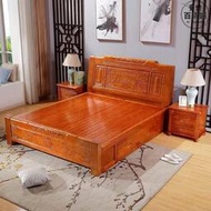 實木床1.8米中式雙人床明清仿古1.5米經濟型雕花床儲物床
