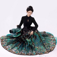 Original Blue Bird Horse Face Skirt Made in Ming Dynasty Horse Face Skirt Imitation Makeup Floral Go