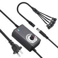 36W 12V PC Fan Power Supply,4 Cooling Fan Speed Controller,100-240vAC to 3-12vDC Adjustable 3A Power