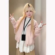 GS.ART GS.ART Pink Stand Collar Short Jacket Korean Fashion Top