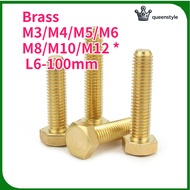[QueenStyle]DIN933 Copper Hexagon Screw, Hexagon Bolt, Brass Screw M3/M4/M5/M6/M8/M10/M12 * L6-100mm