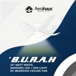 BURAH 43″ DC CEILING FAN + SAMSUNG 20W LED DIM TRI WAY MEMORY FUNCTION (SMART)