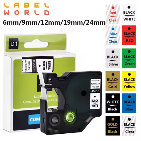 LW 6/9/12/19/24mm Multicol Label tapes Compatible Dymo D1 Label Tapes 45013 40913 43613 45018 40918 