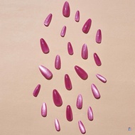 Pink Cat-Eyes Almond Fake Nails Recyclable Full Cover Nail Sticker for DIY Nail Art Decorations Salo