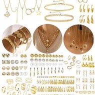 37-68pcs Elegant Vintage Butterfly, Heart, Faux Pearl, Twist Knot, Star, Moon, Rhinestone, Wide Band