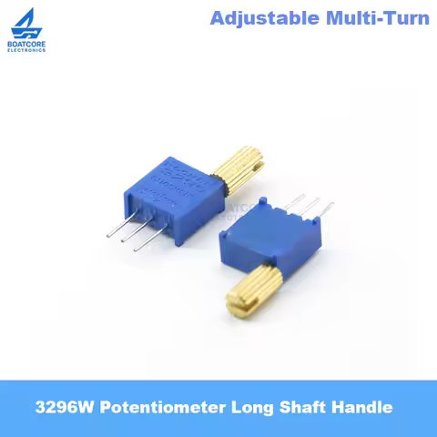 5PCS 3296W Multi Turn Adjustable Potentiometer Trimmer Resistor Metal Shaft Long Handle 100R 200R 1K