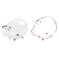 2 Pcs Pig Piggy Bank Coin Saving Box Cute Transparent Glass Souvenir Birthday Gift for Children Kids