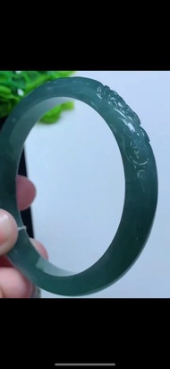 冰種 天然翡翠 緬甸 A玉 玉鐲 • 冰種翡翠雕花鐲