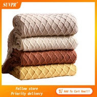 Textile City Faux Cashmere Sofa Blanket Cover Nordic Style Knit Plaid Throw Tassels Bedspread Golden Blanket for Spring Summer