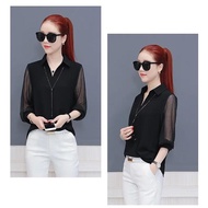 [HCM]ÁO SƠ MI FORM RỘNG PHỐI TAY VOAN THỜI TRANG NGỌCTRÂN SHOP - NT3238