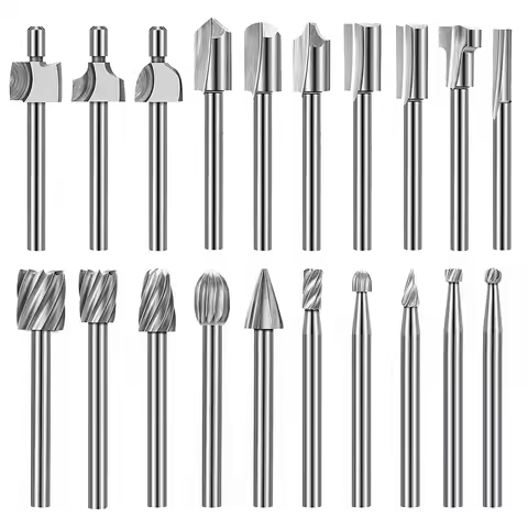 20Pc HSS Router Carbide Engraving Bits for Dremel Router Bit Set 1/8 Inch(3mm) Shank for Dremel Prox