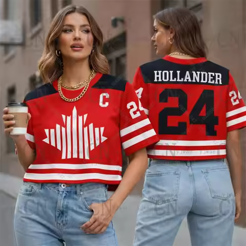 Hollander Crop Top Jersey Raiders Shirt Heated Rivalry Jersey Round Neck Fashion Spicy Girl Street W