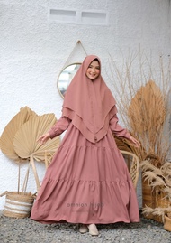 Dress muslim Azkia warna coksu busui friendly by amnion hijab