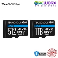 Team Group TEAUSDXGIV30A103 512GB| 1TB ELITE Micro SDXC U3 V30 A1 100MB/s W/ Adapt