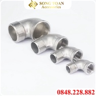 [CO REN INOX] Co điếu 2 đầu đều ren 21 27 34 nối ren trong ren ngoài cong & cút ren 90 độ - Bằng ino