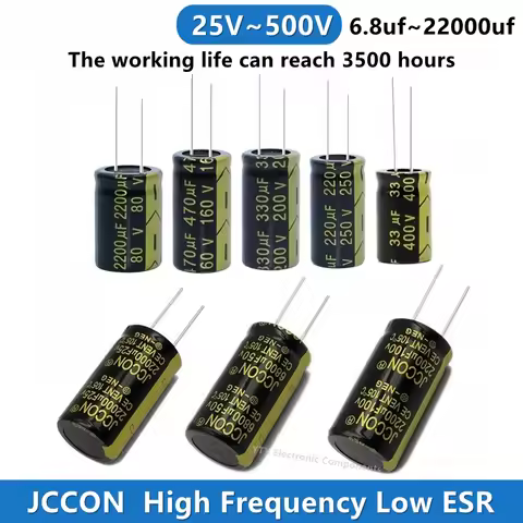 JCCON 25V 35V 50V 63V 100V 160V 200V 250V 450V 68uf 100uf 1000uf 2200uf 4700uf 10000uf 22000uf Alumi