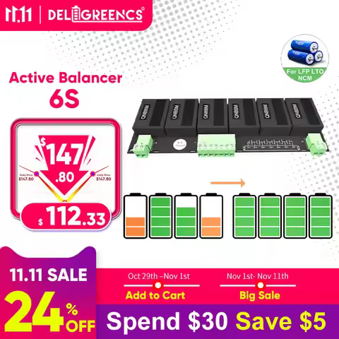 QNBBM 6S Active Battery Equalizer BMS Balancer for LIFEPO4,LTO,Polymer ,LMO,LI NCM LI-ion Battery 18