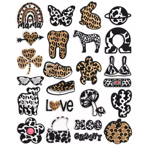 2pcs PVC leopard print anine carton shoe buckles charms accessories decorations for clog sneaker wri