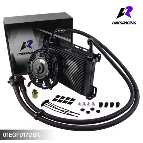 LR 25 Row AN10 Oil Cooler Kit+Filter Adapter Hose Kit +7" Electric Fan Kit 3/4"-16UNF&M20*1.5&1/8"NP