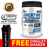 MK Creatine Monohydrate + Glutamine (100 SERVINGS) - Muscle Kingdom, Endurance, Amino, BCAA, Microni