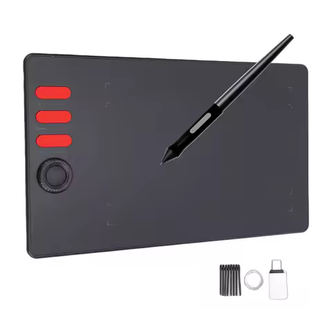 Graphics Drawing Tablet 16384 Pressure Levels 7.68x4.80in Stylus 6 Hotkeys OTG for Illustrator Desig