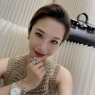 Emerald Snake Head Ring2023New Year's New Silver Exquisite Full Diamond Ring Women's Index Finger Ri