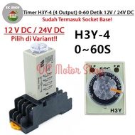 Timer H3Y-4 H3Y 4 12V / 24V DC 60s 1min Delay Relay DPDT + Socket Base